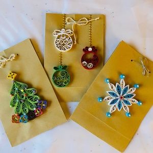 Quilling Christmas small gift bags, Christmas small gift bags